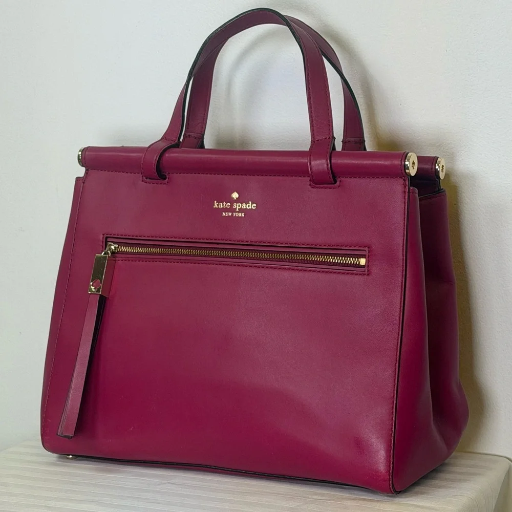 Kate Spade New York | Small ‘Cherise’ Royal Place Satchel Red Plum Leather
